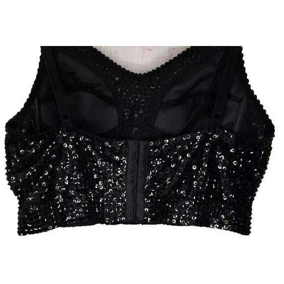 Vintage Victoria’s Secret GOLD LABEL Blk Sequin Corset Bustier Bra Size M/L NWT - Picture 4 of 7